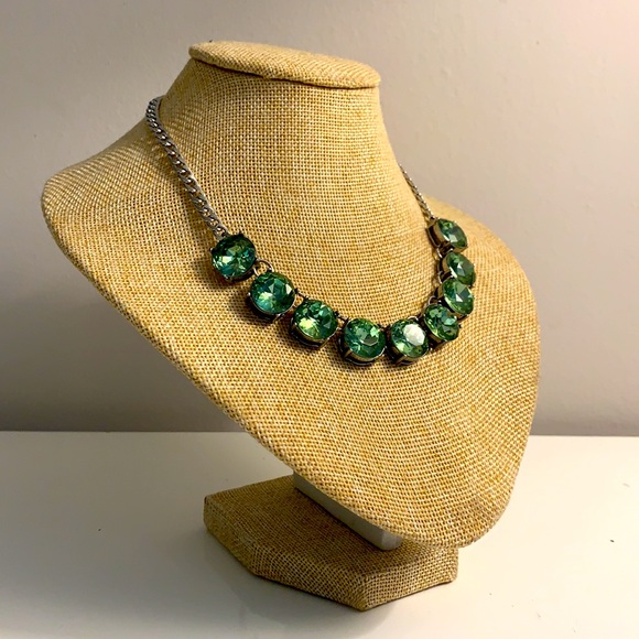 Chloe + Isabel Emerald Crystal Silver Chain Necklace w/ Adjustable Claw Closure - Picture 6 of 11